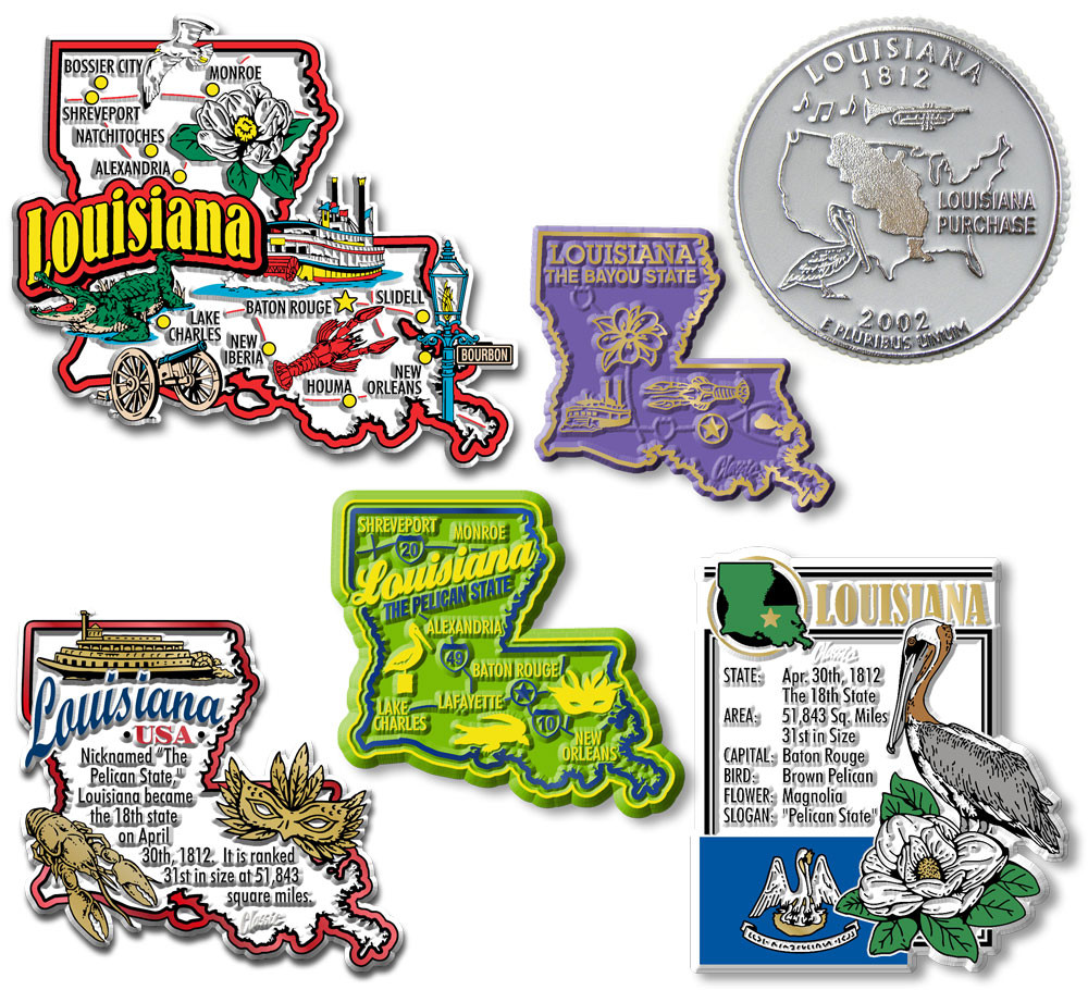 Louisiana Six-Piece State Magnet Set - ClassicMagnets.com