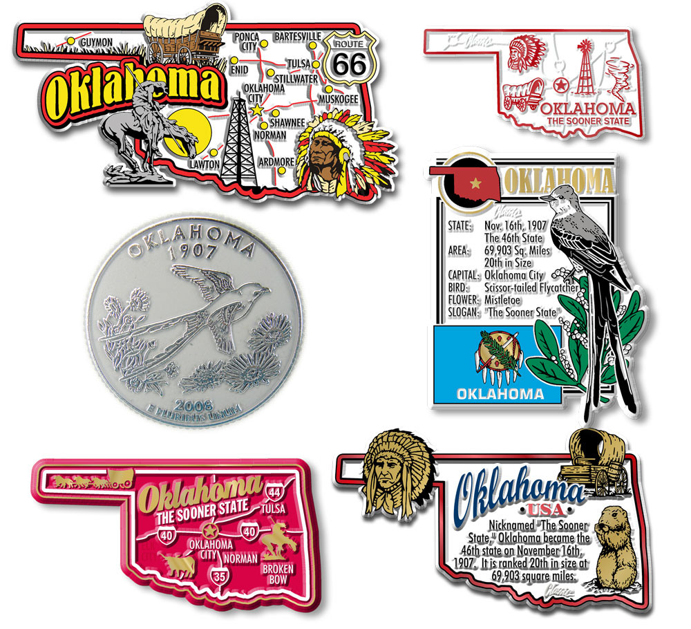 マニフレックスOklahoma Oklahoma Six-Piece State Magnet Set - ClassicMagnets.com