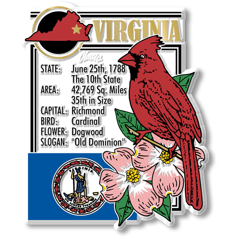 Six-Piece Virginia State Magnet Set - Collectible Souvenir Refrigerator Magnets