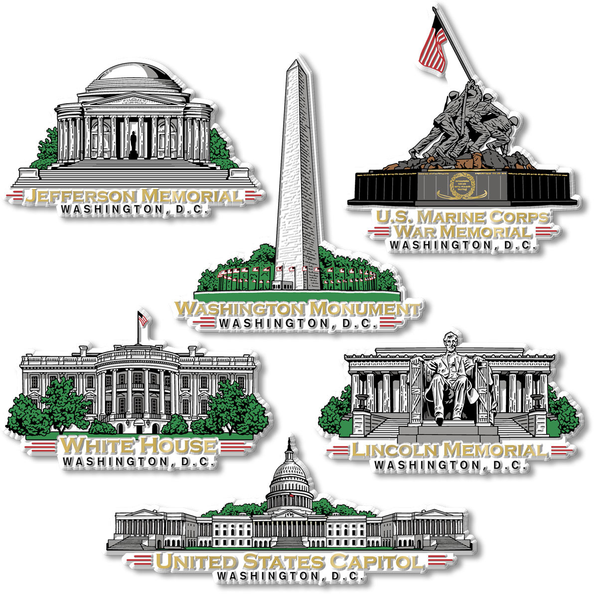 Washington D.C. Magnet Set by ClassicMagnets.com
