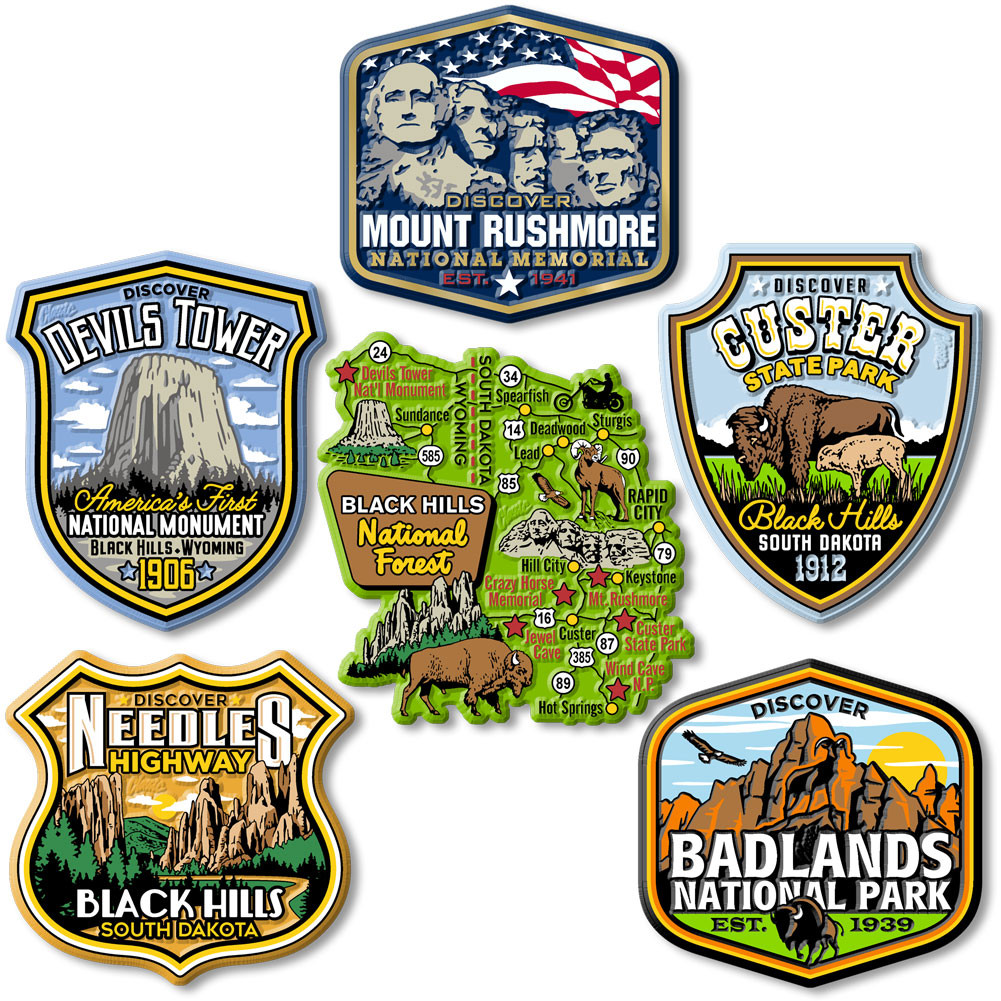 Black Hills Set of Six Magnets - ClassicMagnets.com