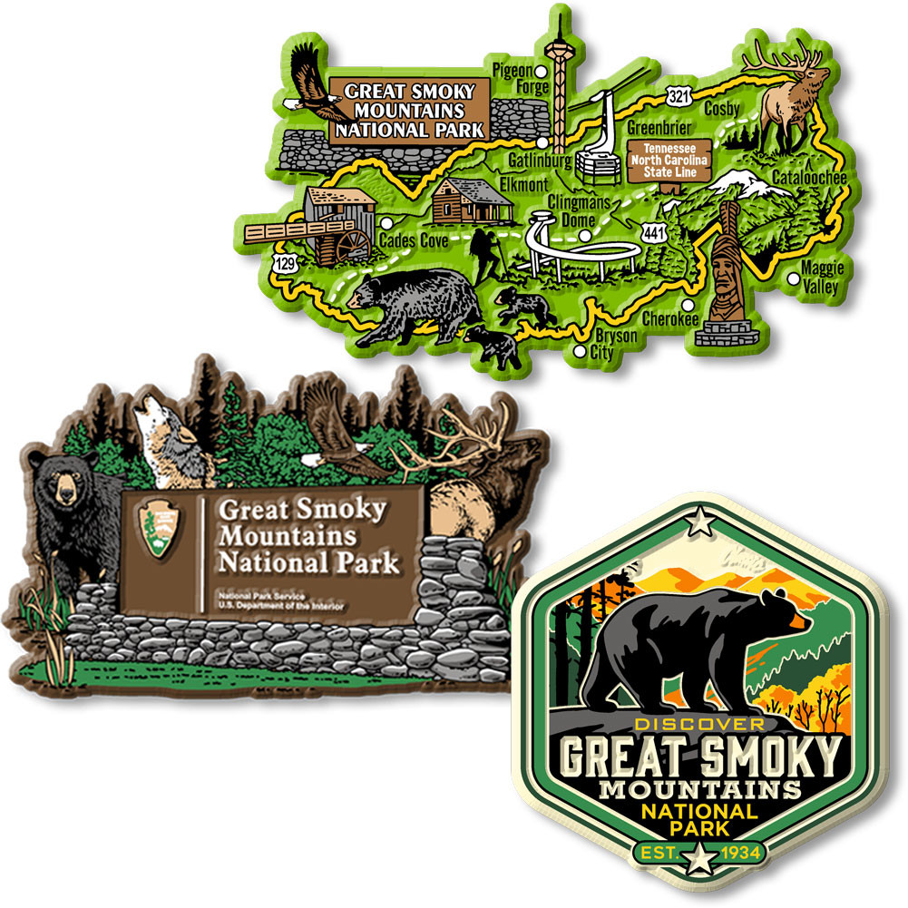 Great Smoky Mountains Set of Three Magnets - ClassicMagnets.com