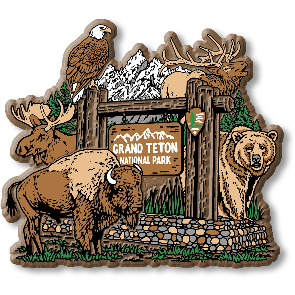 【最初期・シリアル18】Rocky Mount Circle Z’s Drive Discover Grand Teton National Park Entrance Sign Magnet | Classic