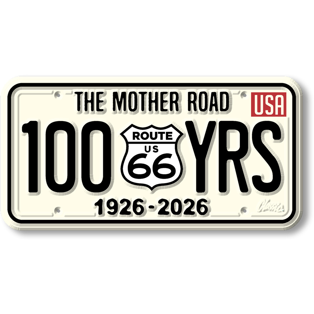 Route 66 100 Years License Plate Magnet - ClassicMagnets.com