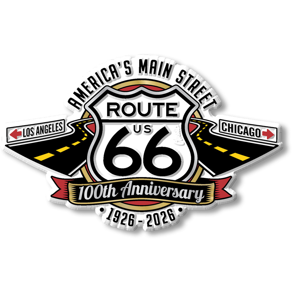Route 66 100th Anniversary Shield & Roads Magnet - ClassicMagnets.com