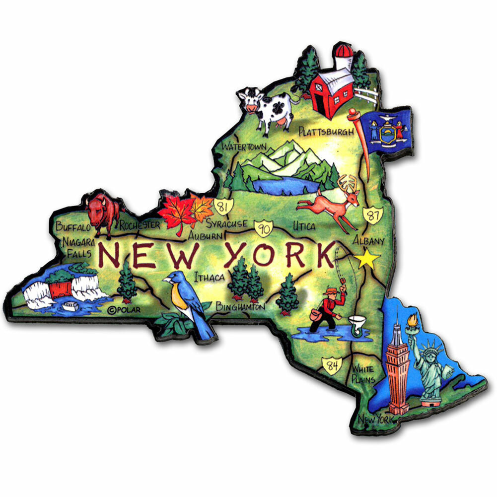 New York Giant State Magnet By Classic Magnets, 4.5\" X 3.5\", Collectible Souvenirs Made In The...