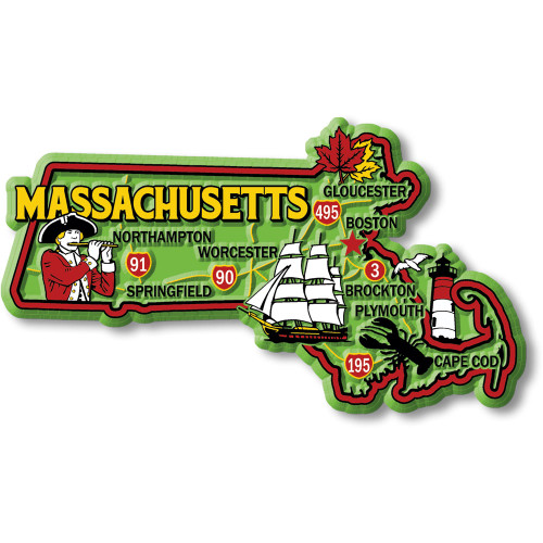 Boston City Souvenir Magnet - Classic Magnets, Rubber, Topographical Design, Made In USA