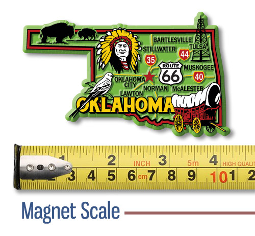 Oklahoma Colorful State Magnet by Classic Magnets, 4.2" x 2.5", Collectible Souvenirs and Gifts Made in the USA