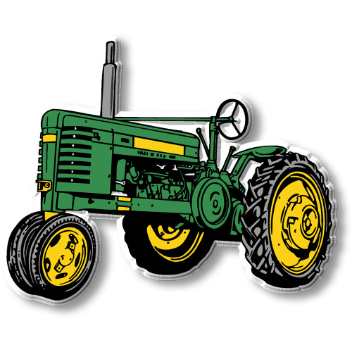 Vintage Green & Yellow Tripod Tractor Magnet by Classic Magnets, Collectible Souvenirs Made in the USA
