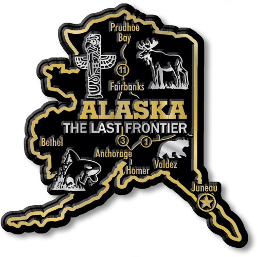 Alaska Giant State Magnet by Classic Magnets, 3.7" x 3.7", Collectible Souvenirs Made in the USA