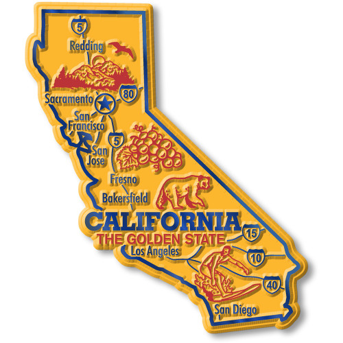 California Giant State Magnet by Classic Magnets, 3.7" x 4.3", Collectible Souvenirs Made in the USA