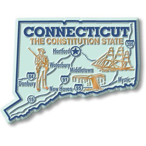 Connecticut Giant State Magnet by Classic Magnets, 3.7" x 2.8", Collectible Souvenirs Made in the USA