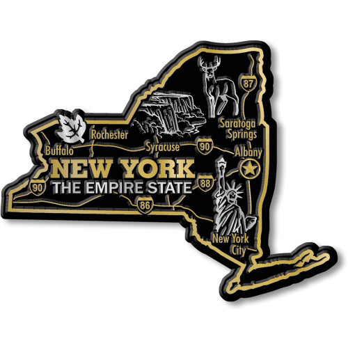 New York Giant State Magnet by Classic Magnets, 4.5" x 3.5", Collectible Souvenirs Made in the USA