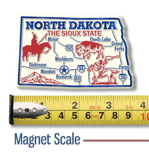 North Dakota Giant State Magnet by Classic Magnets, 3.6" x 2.3", Collectible Souvenirs and Gifts Made in the USA