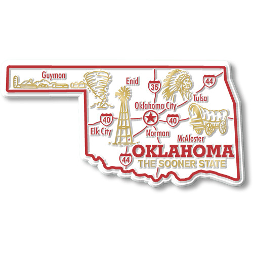 Oklahoma Giant State Magnet by Classic Magnets, 4.5" x 2.4", Collectible Souvenirs Made in the USA