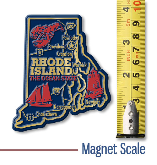 Rhode Island Giant State Magnet by Classic Magnets, 3.1" x 3.7", Collectible Souvenirs and Gifts Made in the USA
