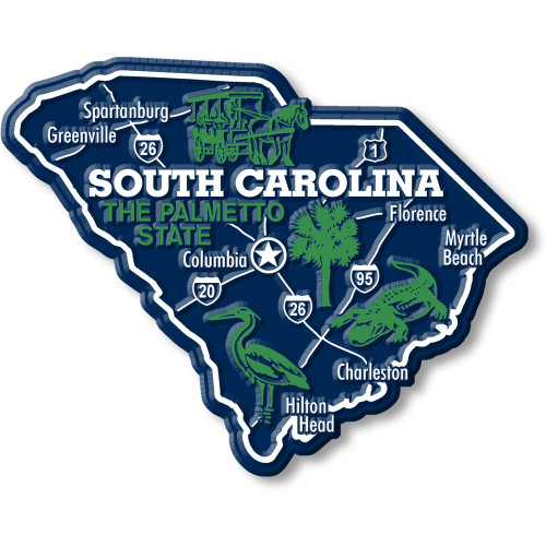 South Carolina Giant State Magnet by Classic Magnets, 4.1" x 3.2", Collectible Souvenirs Made in the USA