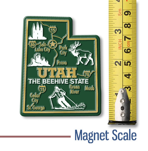 Utah Giant State Magnet by Classic Magnets, 2.6" x 3.2", Collectible Souvenirs and Gifts Made in the USA