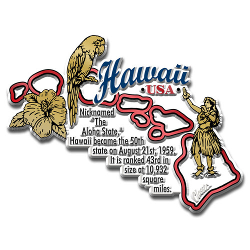 Hawaii Information State Magnet by Classic Magnets, 3.6" x 2.8", Collectible Souvenirs Made in the USA