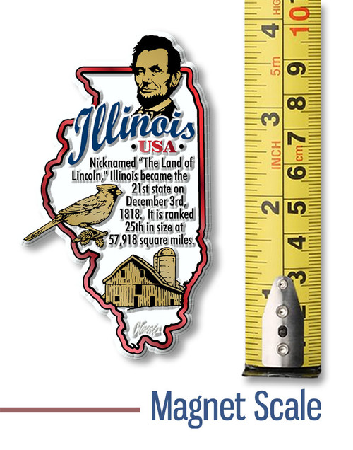 Illinois Information State Magnet by Classic Magnets, 2.3" x 3.8", Collectible Souvenirs and Gifts Made in the USA Illinois Information State Magnet by Classic Magnets, 2.3" x 3.8", Collectible Souvenirs and Gifts Made in the USA