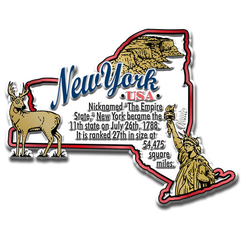 New York Information State Magnet by Classic Magnets, 3.6" x 2.8", Collectible Souvenirs Made in the USA
