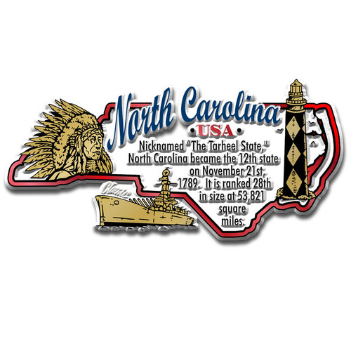 North Carolina Information State Magnet by Classic Magnets, 4" x 1.9", Collectible Souvenirs Made in the USA