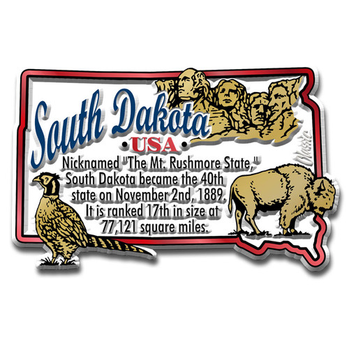 South Dakota Information State Magnet by Classic Magnets, 3" x 1.9", Collectible Souvenirs Made in the USA