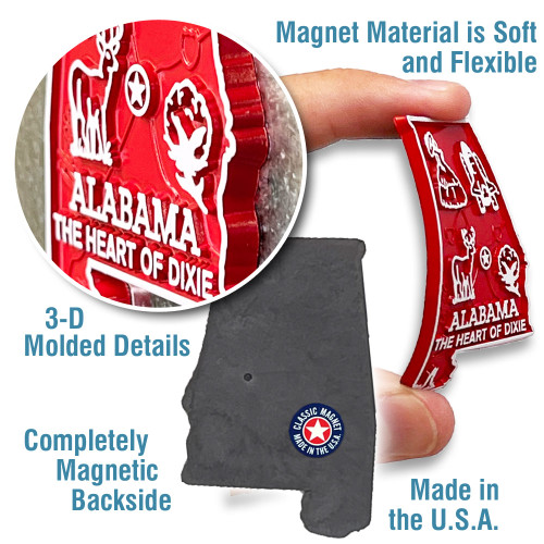 Alabama Small State Magnet by Classic Magnets, 1.5" x 2.3", Collectible Souvenirs and Gifts Made in the USA Alabama Small State Magnet by Classic Magnets, 1.5" x 2.3", Collectible Souvenirs and Gifts Made in the USA