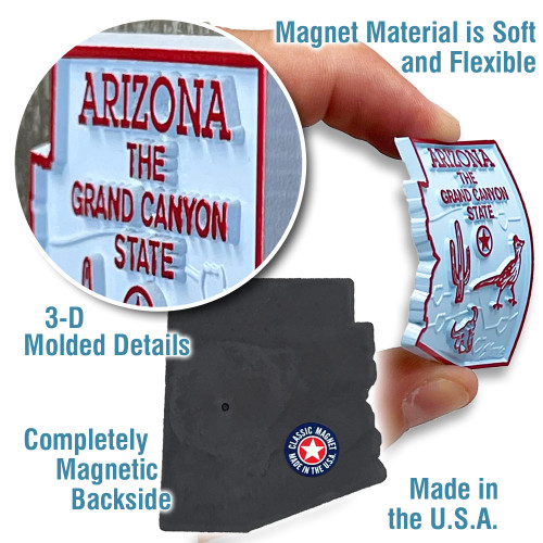 Arizona Small State Magnet by Classic Magnets, 1.7" x 1.9", Collectible Souvenirs and Gifts Made in the USA