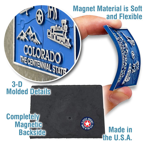 Colorado Small State Magnet by Classic Magnets, 2.1" x 1.5", Collectible Souvenirs and Gifts Made in the USA