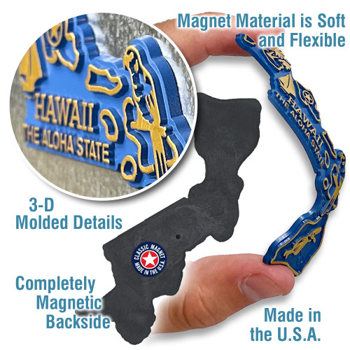 Hawaii Small State Magnet by Classic Magnets, 3.4" x 2.4", Collectible Souvenirs and Gifts Made in the USA
