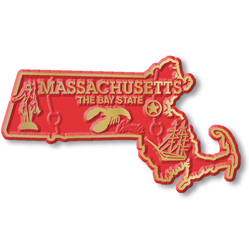 Massachusetts Small State Magnet by Classic Magnets, 3" x 1.7", Collectible Souvenirs Made in the USA