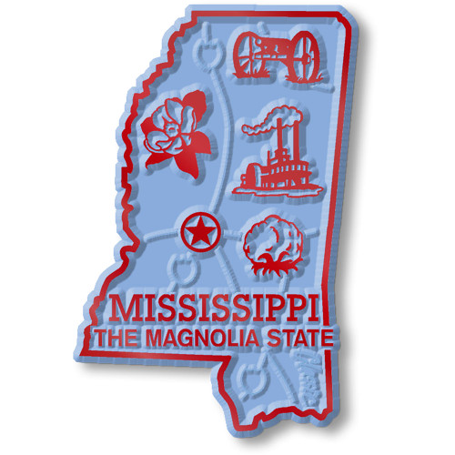 Mississippi Small State Magnet by Classic Magnets, 1.6" x 2.4", Collectible Souvenirs Made in the USA