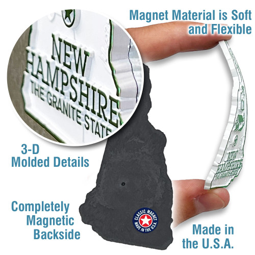 New Hampshire Small State Magnet by Classic Magnets, 1.6" x 2.9", Collectible Souvenirs and Gifts Made in the USA