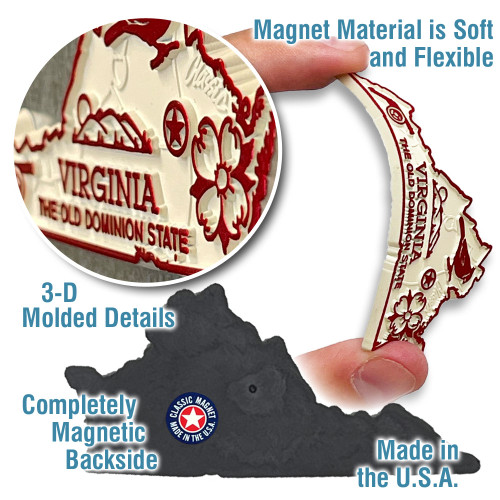 Virginia Small State Magnet by Classic Magnets, 3.1" x 1.5", Collectible Souvenirs and Gifts Made in the USA Virginia Small State Magnet by Classic Magnets, 3.1" x 1.5", Collectible Souvenirs and Gifts Made in the USA