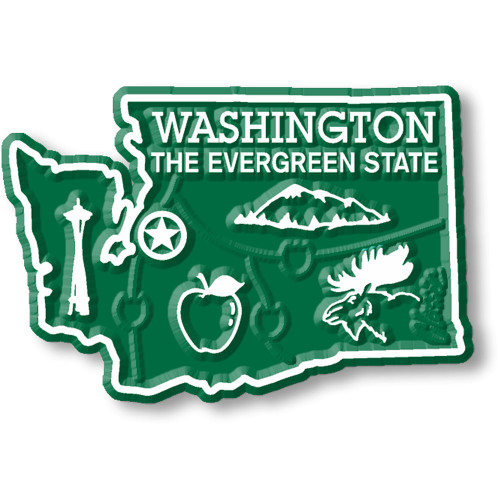 Washington Small State Magnet by Classic Magnets, 2.1" x 1.4", Collectible Souvenirs Made in the USA