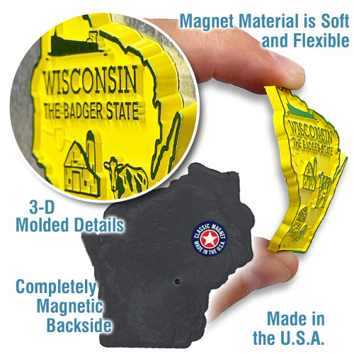 Wisconsin Small State Magnet by Classic Magnets, 1.9" x 2", Collectible Souvenirs and Gifts Made in the USA Wisconsin Small State Magnet by Classic Magnets, 1.9" x 2", Collectible Souvenirs and Gifts Made in the USA