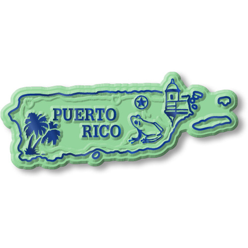 Puerto Rico Map Magnet by Classic Magnets, Collectible Souvenirs Made in the USA