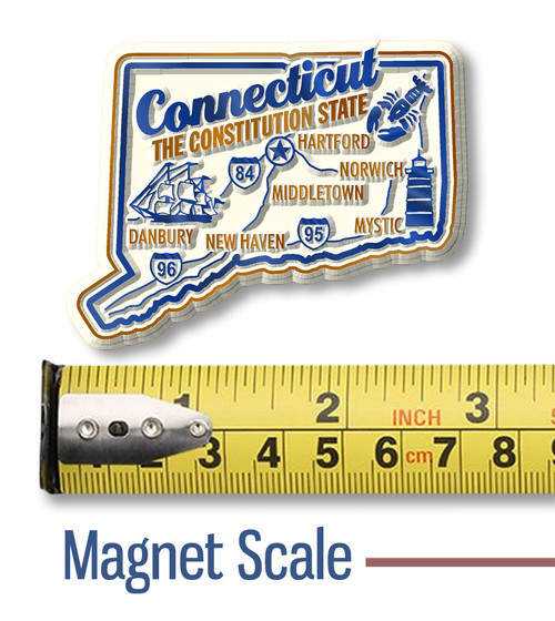 Connecticut Premium State Magnet by Classic Magnets, 2.6" x 2", Collectible Souvenirs and Gifts Made in the USA Connecticut Premium State Magnet by Classic Magnets, 2.6" x 2", Collectible Souvenirs and Gifts Made in the USA