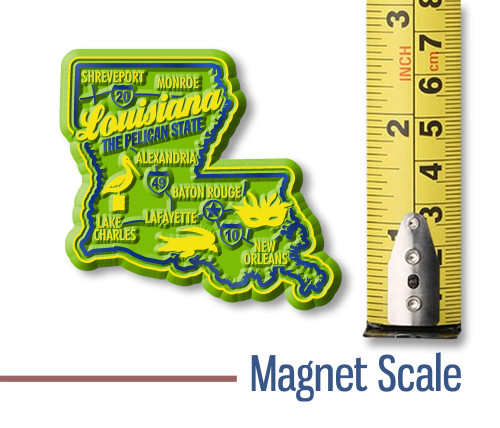 Louisiana Premium State Magnet by Classic Magnets, 2.5" x 2.3", Collectible Souvenirs and Gifts Made in the USA