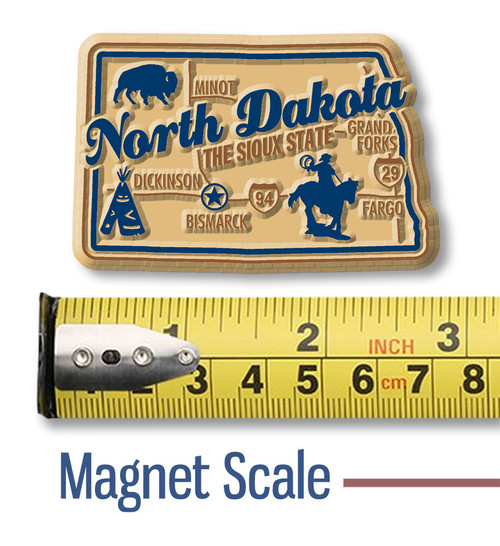 North Dakota Premium State Magnet by Classic Magnets, 2.6" x 1.7", Collectible Souvenirs and Gifts Made in the USA