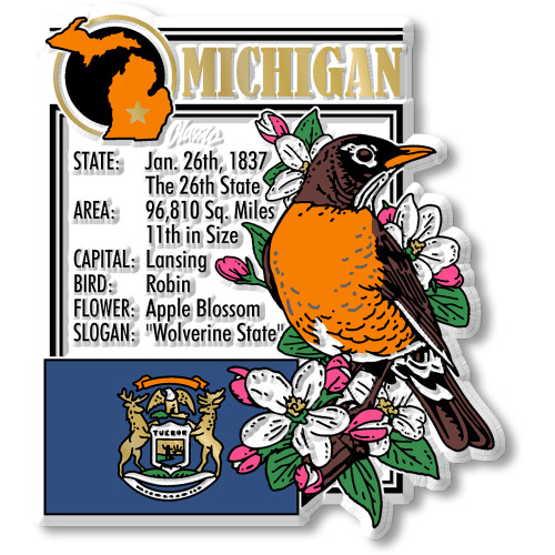 Michigan State Montage Magnet by Classic Magnets, 3" x 3.4", Collectible Souvenirs Made in the USA