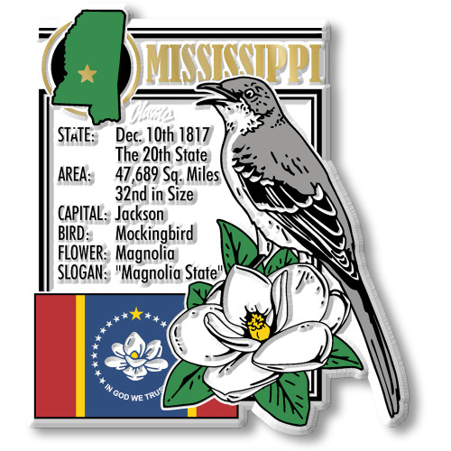 Mississippi State Montage Magnet by Classic Magnets, 3" x 3.4", Collectible Souvenirs Made in the USA