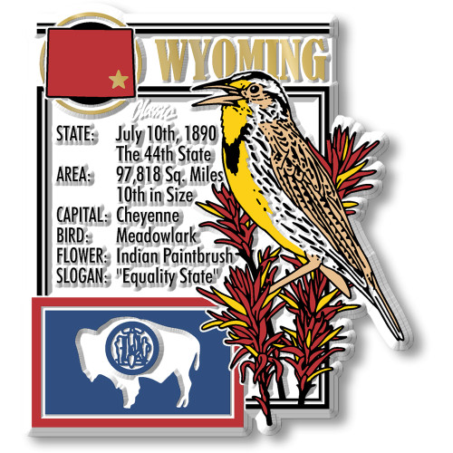 Wyoming State Montage Magnet by Classic Magnets, 3" x 3.3", Collectible Souvenirs Made in the USA