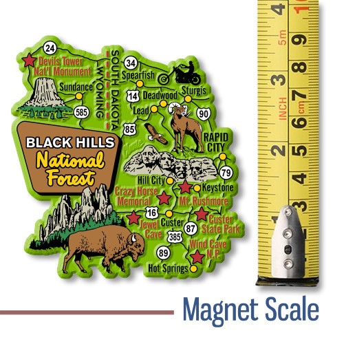Black Hills National Forest Jumbo Map Magnet by Classic Magnets, Regional America Series, Collectible Souvenirs and Gifts Made in the USA