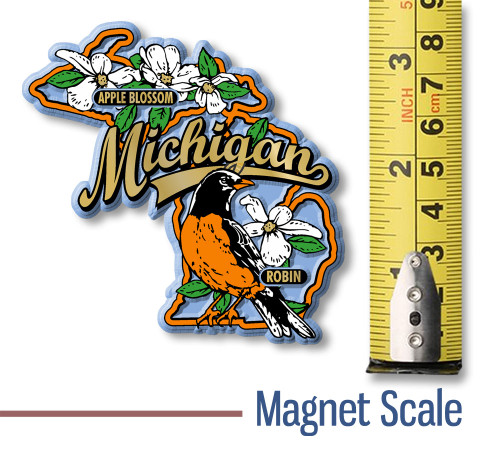 Michigan State Bird and Flower Map Magnet by Classic Magnets, Collectible Souvenirs and Gifts Made in the USA Michigan State Bird and Flower Map Magnet by Classic Magnets, Collectible Souvenirs and Gifts Made in the USA
