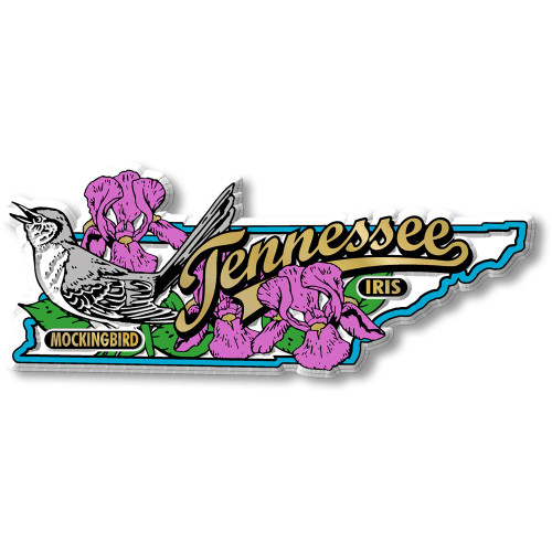Tennessee State Bird and Flower Map Magnet by Classic Magnets, Collectible Souvenirs Made in the USA