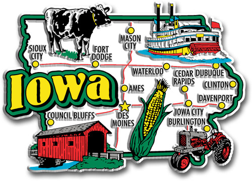 Iowa Jumbo State Magnet by Classic Magnets, Collectible Souvenirs and Gifts Made in the USA