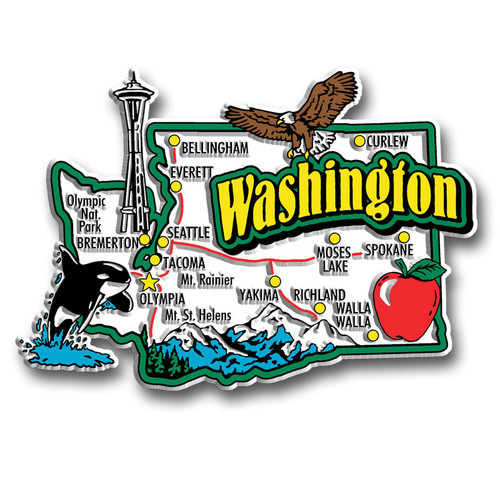 Washington Jumbo State Magnet by Classic Magnets, Collectible Souvenirs and Gifts Made in the USA Washington Jumbo State Magnet by Classic Magnets, Collectible Souvenirs and Gifts Made in the USA