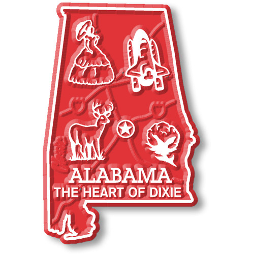 Alabama Six-Piece State Magnet Set by Classic Magnets, Includes 6 Unique Designs, Collectible Souvenirs and Gifts Made in the USA